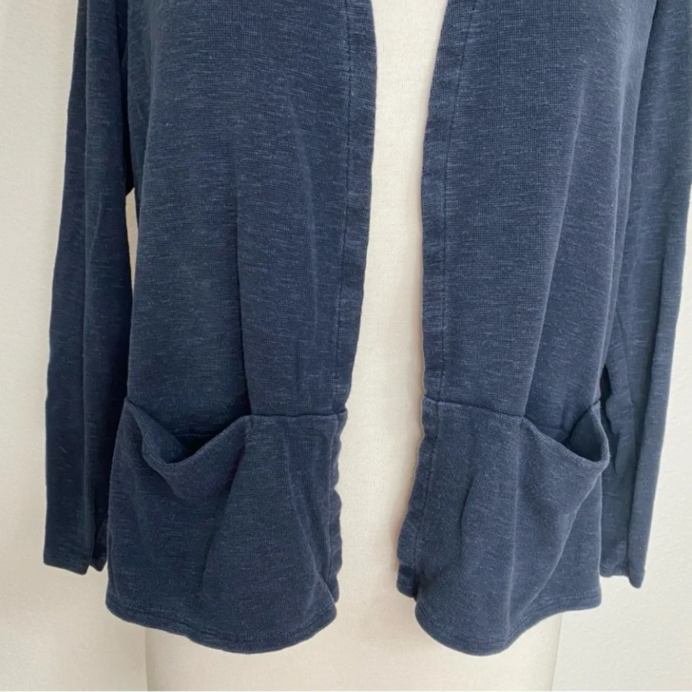 J. Jill Women's Navy Blue Tencel Linen Open Boxy Soft Cardigan Size XSP Coastal